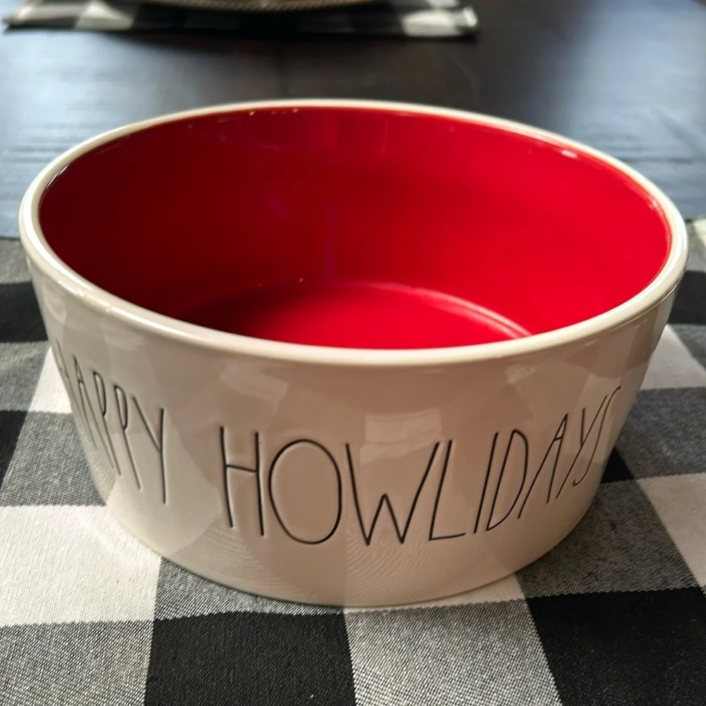 Rae Dunn “Happy Howlidays” Large Dog Bowl